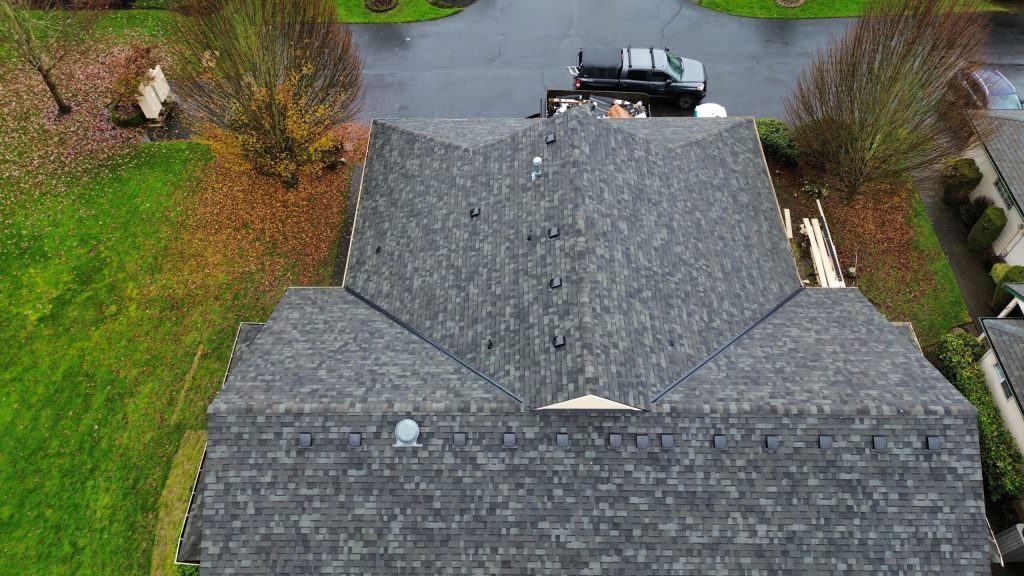 Shingle roof installation by Winding River Construction