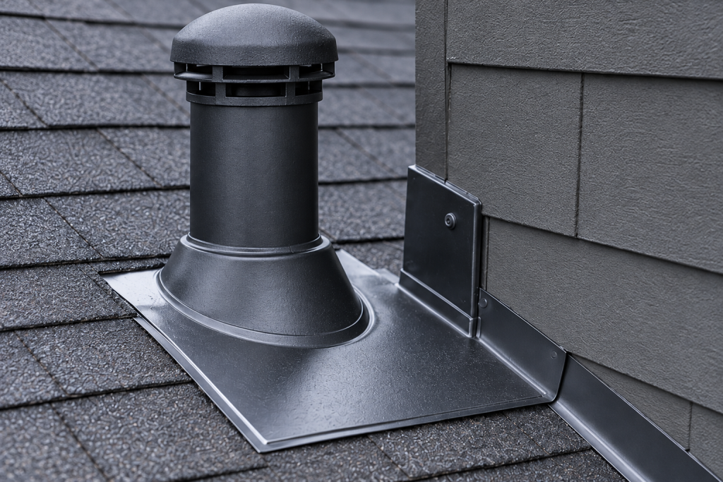 Illustrative roof vent and flashing detail