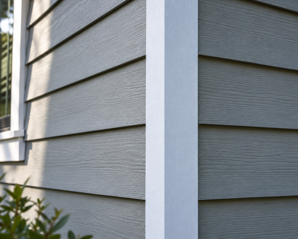 Illustrative fiber cement siding and exterior trim detail